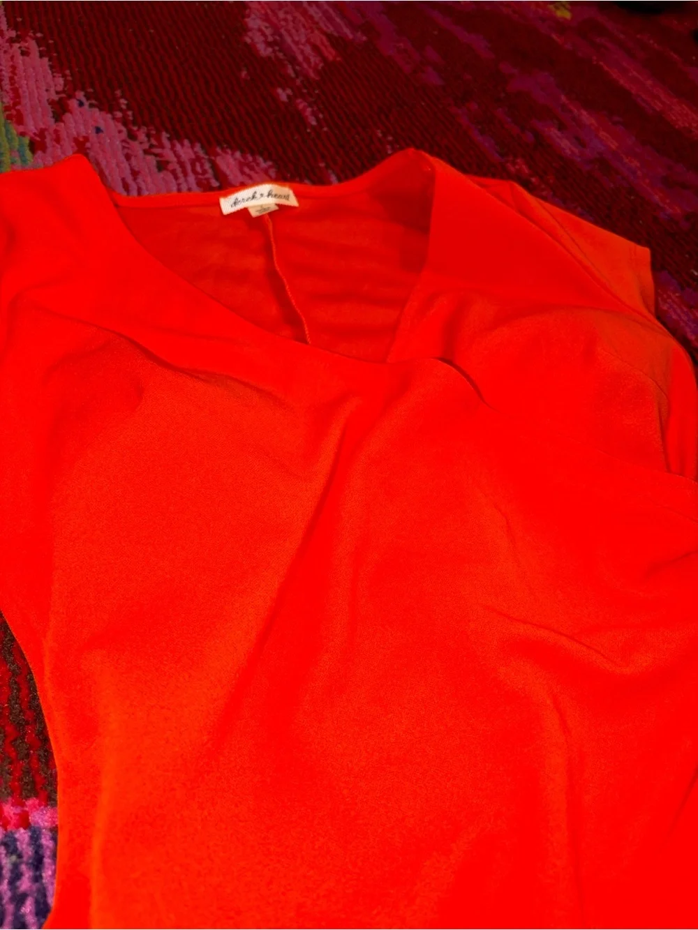 Derek Heart Bright Orange Asymmetrical Surplice Dress Small - Picture 6 of 8